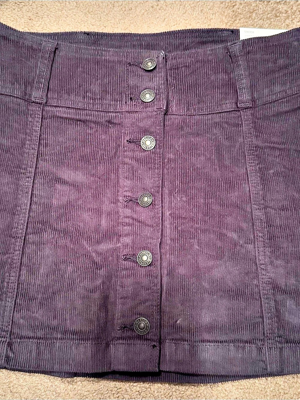American Eagle High-Rise A-Line Mini Stretch Corduroy Skirt Purple Size 10 NWT